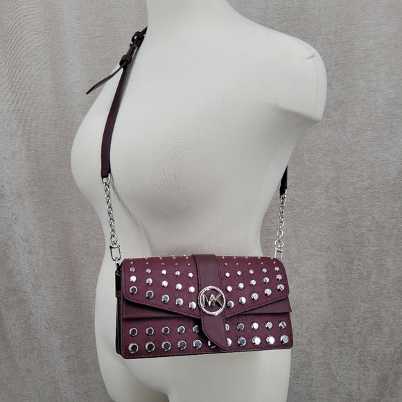 Michael Kors Greenwich Medium Studded Leather Shoulder Bag - Picture 1 of 16
